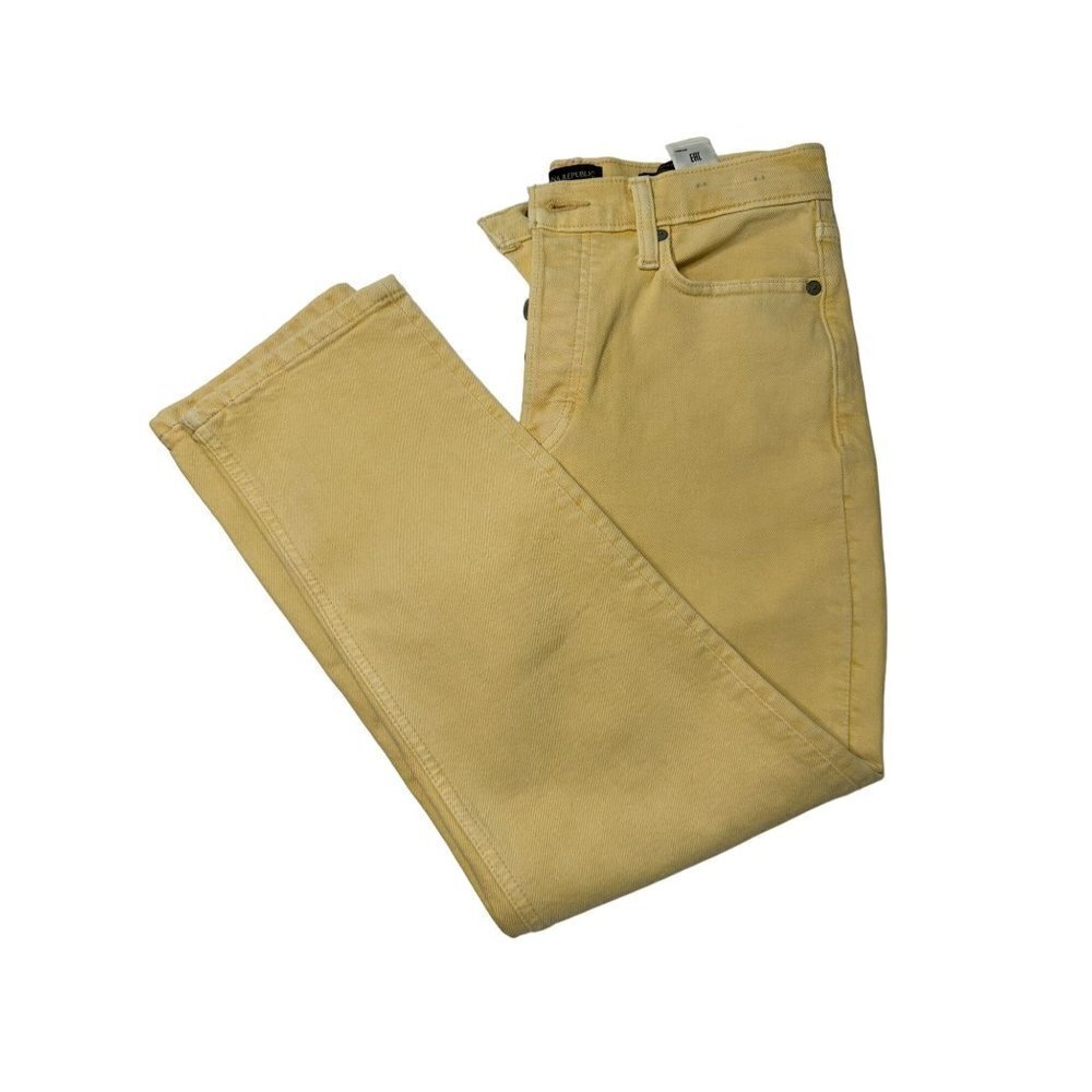 Banana Republic, yellow denim jeans, high rise straight‎ leg, 27P